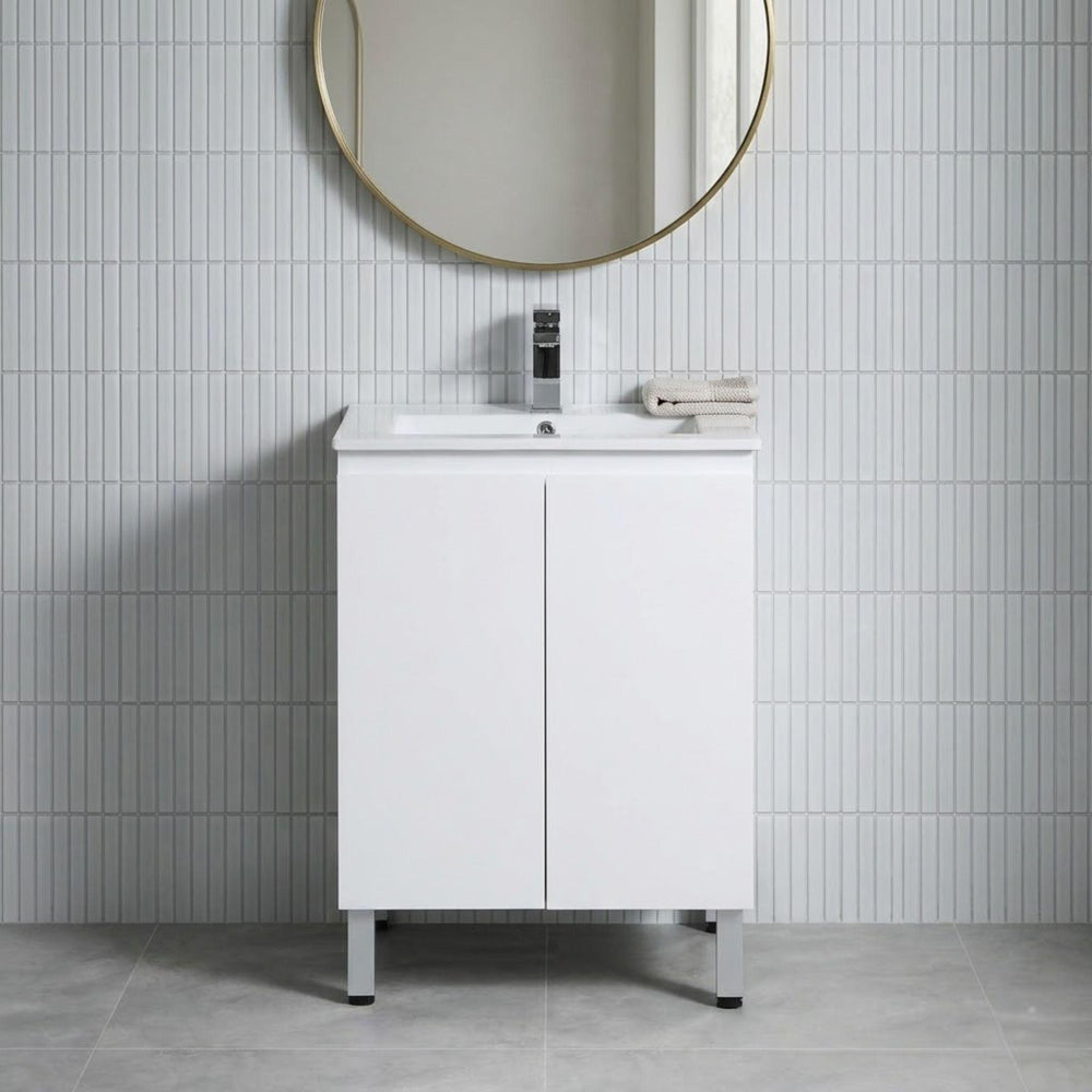LUKKA ALPHA GLOSS WHITE 600MM SINGLE BOWL FLOOR STANDING VANITY