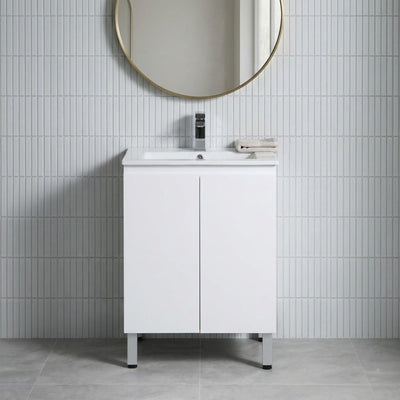 LUKKA ALPHA GLOSS WHITE 600MM SINGLE BOWL FLOOR STANDING VANITY