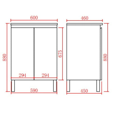 LUKKA ALPHA GLOSS WHITE 600MM SINGLE BOWL FLOOR STANDING VANITY