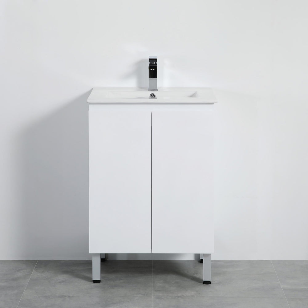 LUKKA ALPHA GLOSS WHITE 600MM SINGLE BOWL FLOOR STANDING VANITY