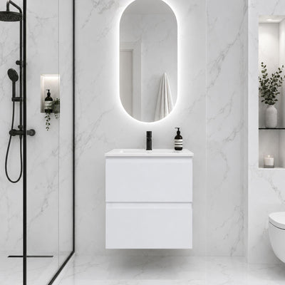 LUKKA ALPHA GLOSS WHITE 750MM SINGLE BOWL WALL HUNG VANITY