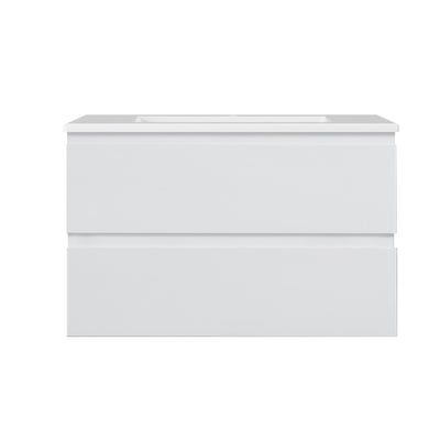 LUKKA ALPHA GLOSS WHITE 900MM SINGLE BOWL WALL HUNG VANITY