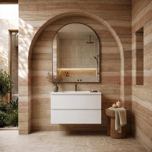 LUKKA ALPHA GLOSS WHITE 900MM SINGLE BOWL WALL HUNG VANITY