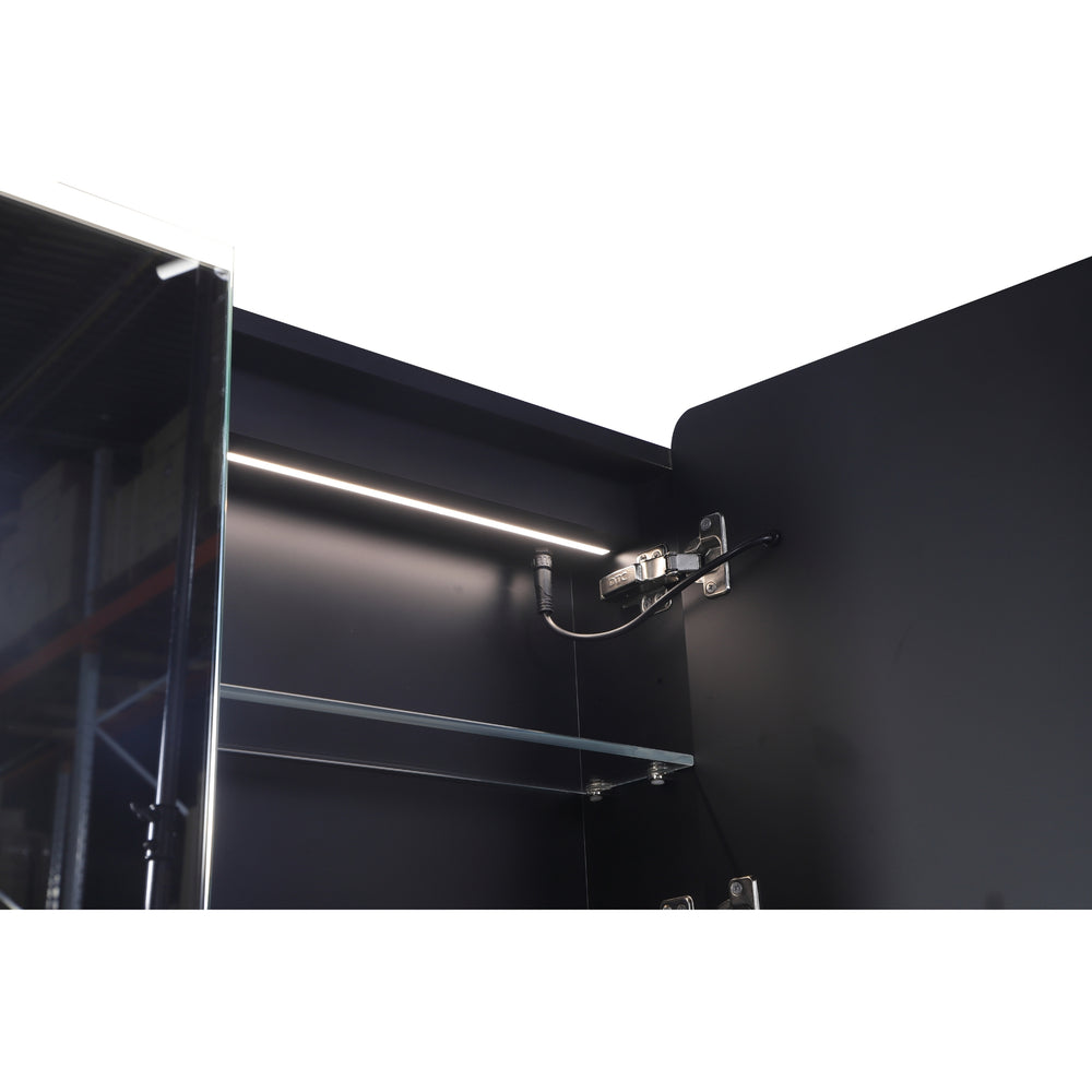LUKKA AVOLA MATTE BLACK LED MIRROR SHAVING CABINET WITH 3 COLOUR LIGHTS 1200X750MM