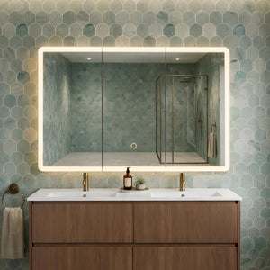 LUKKA AVOLA MATTE WHITE LED MIRROR SHAVING CABINET WITH 3 COLOUR LIGHTS 1200X750MM
