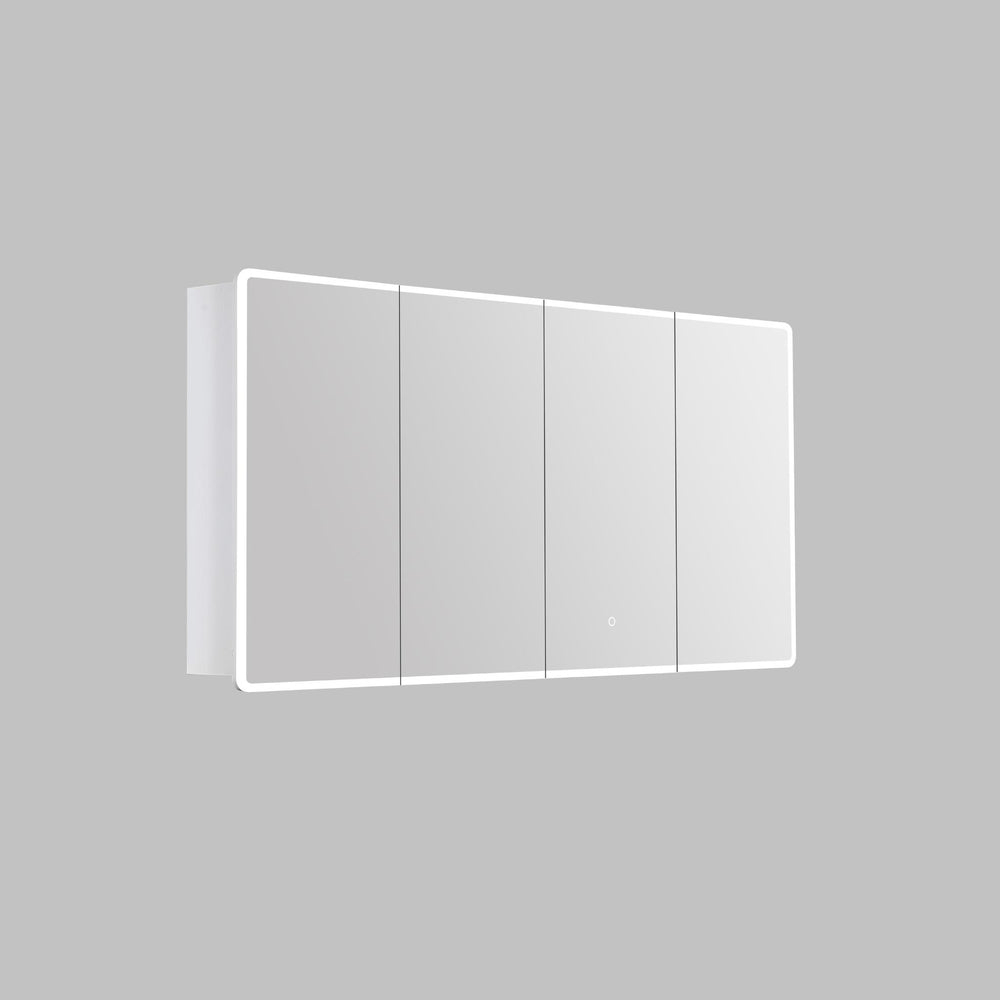 LUKKA AVOLA MATTE WHITE LED MIRROR SHAVING CABINET WITH 3 COLOUR LIGHTS 1500X750MM