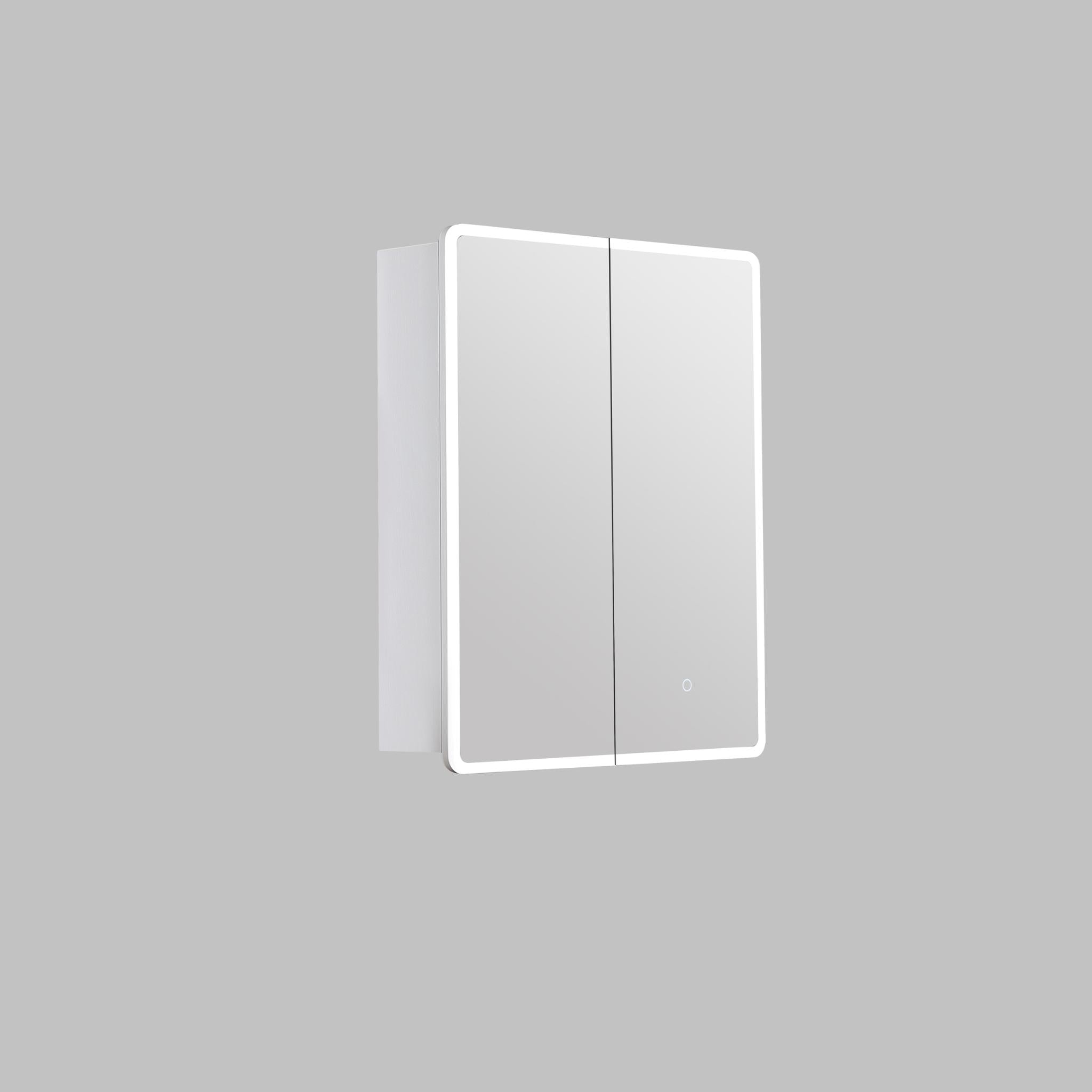 LUKKA AVOLA MATTE WHITE LED MIRROR SHAVING CABINET WITH 3 COLOUR LIGHTS 600X750MM