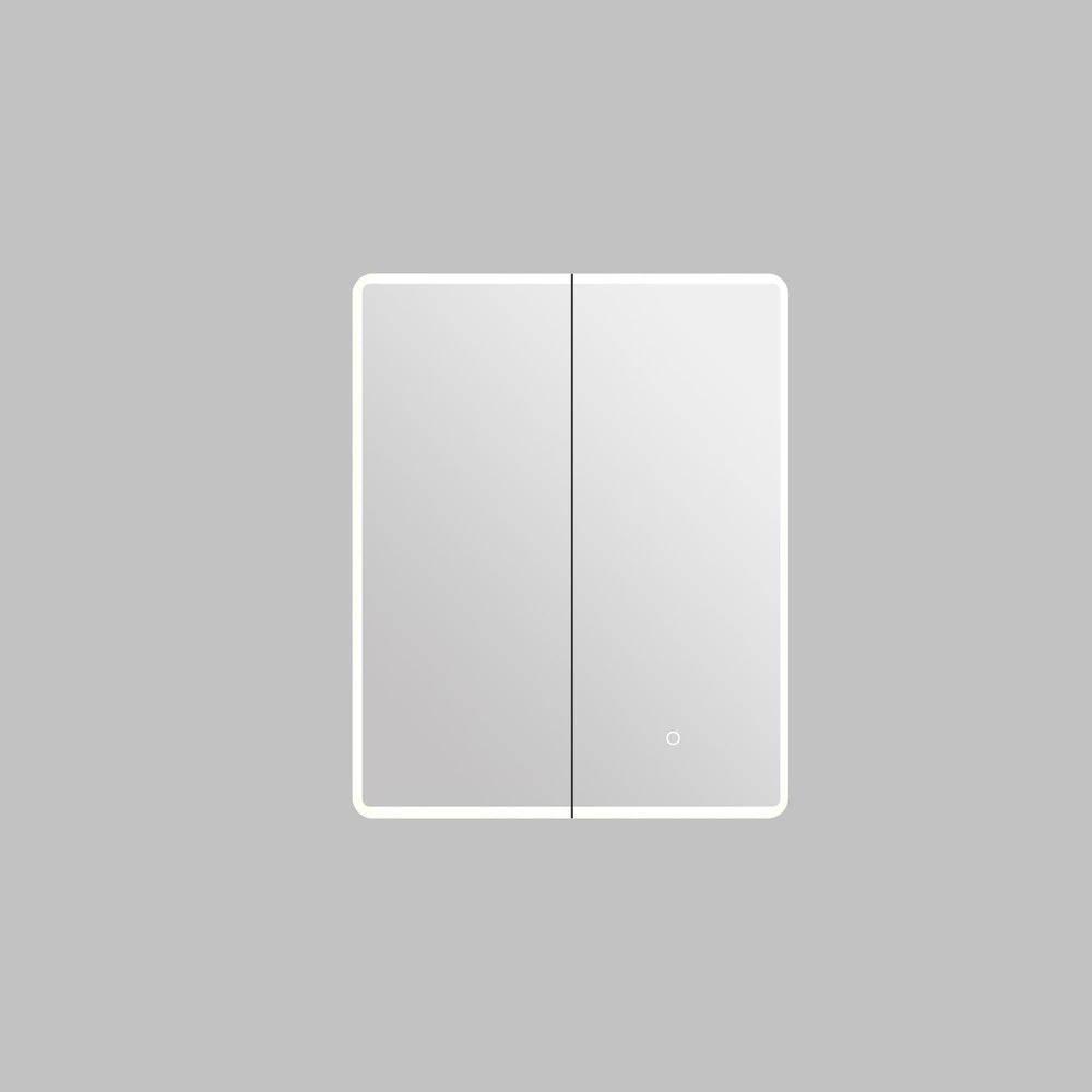 LUKKA AVOLA MATTE WHITE LED MIRROR SHAVING CABINET WITH 3 COLOUR LIGHTS 600X750MM