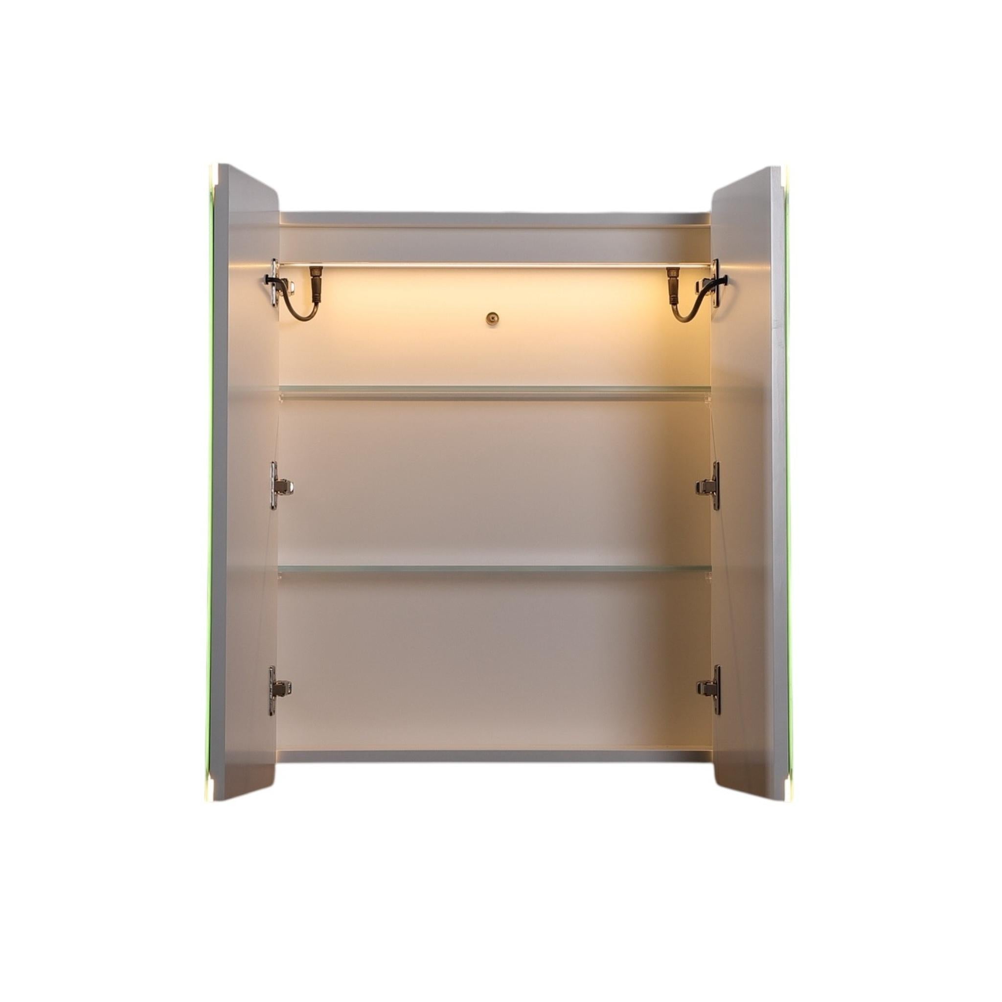 LUKKA AVOLA MATTE WHITE LED MIRROR SHAVING CABINET WITH 3 COLOUR LIGHTS 600X750MM