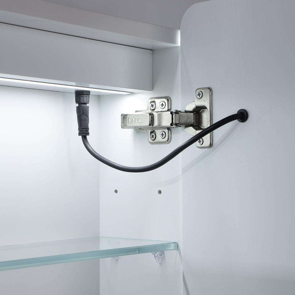 LUKKA AVOLA MATTE WHITE LED MIRROR SHAVING CABINET WITH 3 COLOUR LIGHTS 600X750MM
