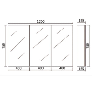 LUKKA ALPHA GLOSS WHITE PVC SHAVING CABINET 1200X750MM