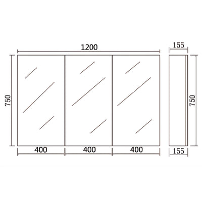 LUKKA ALPHA GLOSS WHITE PVC SHAVING CABINET 1200X750MM
