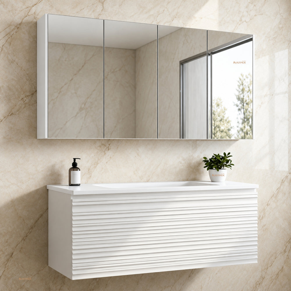 LUKKA ALPHA GLOSS WHITE PVC SHAVING CABINET 1500X750MM