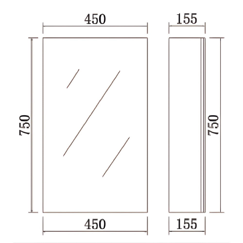 LUKKA ALPHA GLOSS WHITE PVC SHAVING CABINET 450X750MM