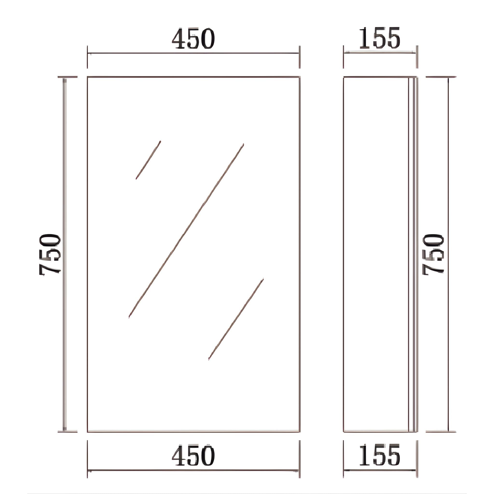 LUKKA ALPHA GLOSS WHITE PVC SHAVING CABINET 450X750MM