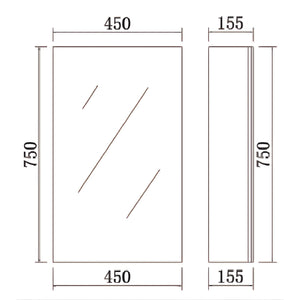 LUKKA ALPHA GLOSS WHITE PVC SHAVING CABINET 450X750MM