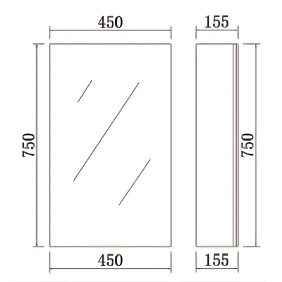 LUKKA ALPHA GLOSS WHITE PVC SHAVING CABINET 450X750MM