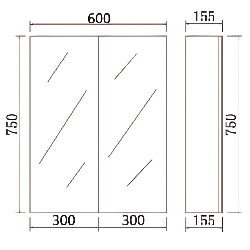 LUKKA ALPHA GLOSS WHITE PVC SHAVING CABINET 600X750MM