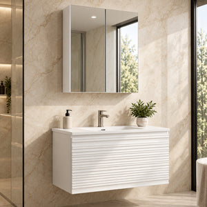 LUKKA ALPHA GLOSS WHITE PVC SHAVING CABINET 600X750MM