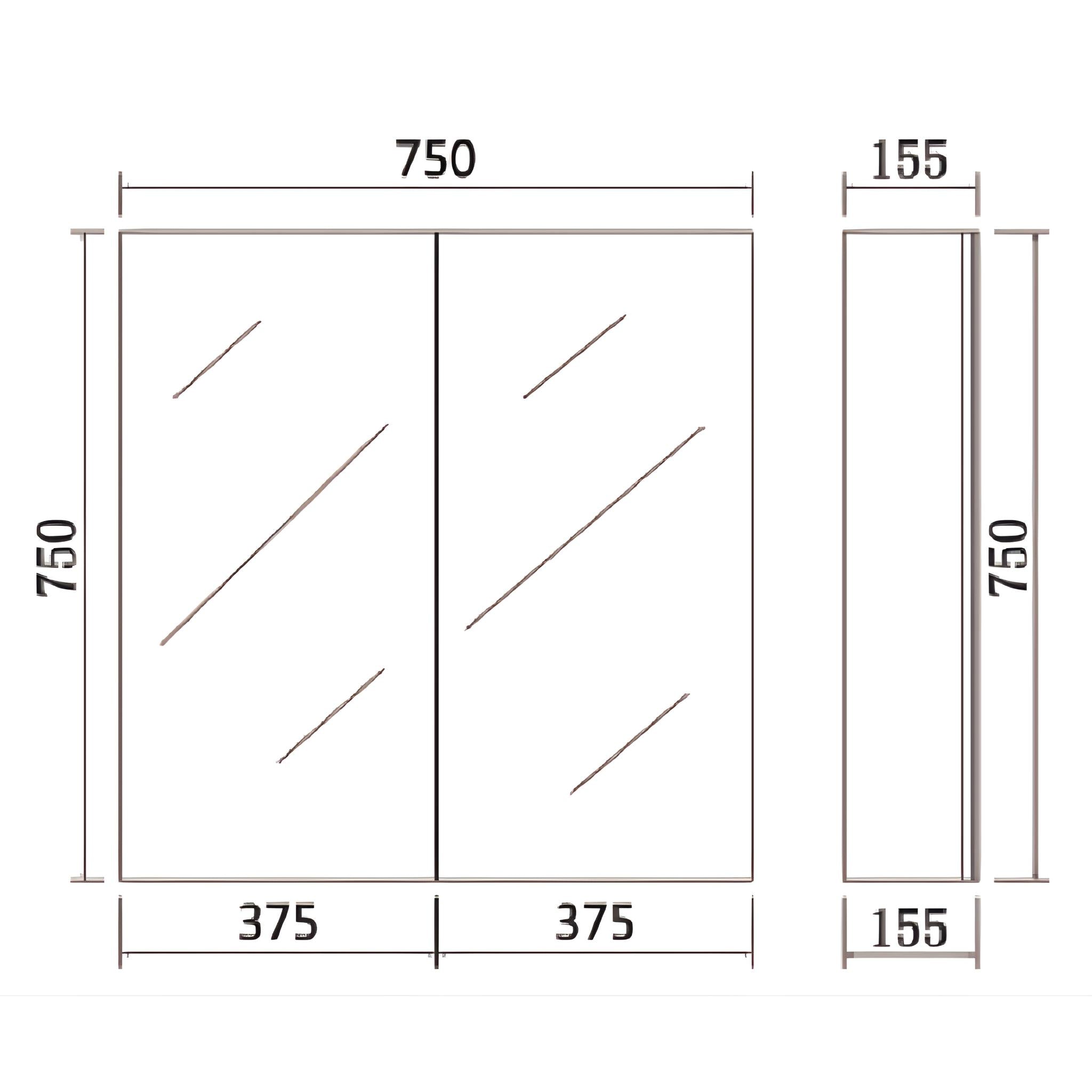 LUKKA ALPHA GLOSS WHITE PVC SHAVING CABINET 750X750MM