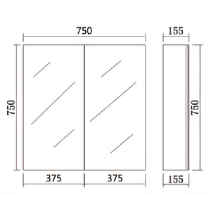 LUKKA ALPHA GLOSS WHITE PVC SHAVING CABINET 750X750MM
