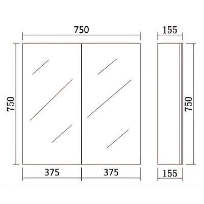 LUKKA ALPHA GLOSS WHITE PVC SHAVING CABINET 750X750MM