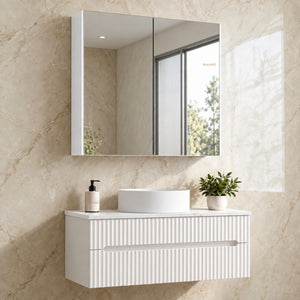 LUKKA ALPHA GLOSS WHITE PVC SHAVING CABINET 750X750MM