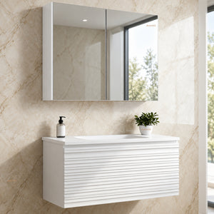 LUKKA ALPHA GLOSS WHITE PVC SHAVING CABINET 900X750MM