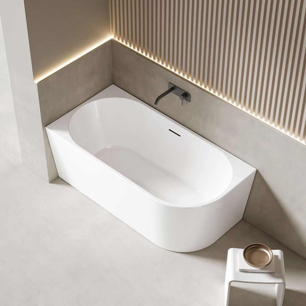 LUKKA BINGIE SKIRT LEFT CORNER BATHTUB OVERFLOW GLOSS WHITE (AVAILABLE IN 1400MM, 1500MM AND 1700MM)