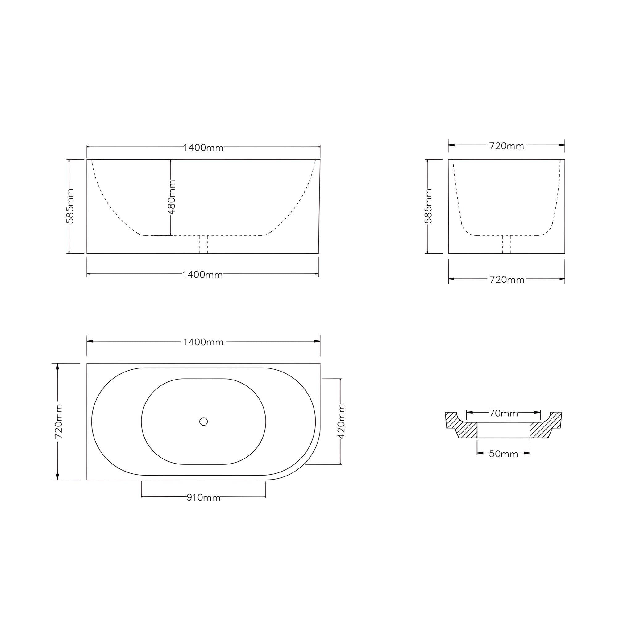 LUKKA BINGIE SKIRT LEFT CORNER BATHTUB GLOSS WHITE (AVAILABLE IN 1400MM, 1500MM AND 1700MM)
