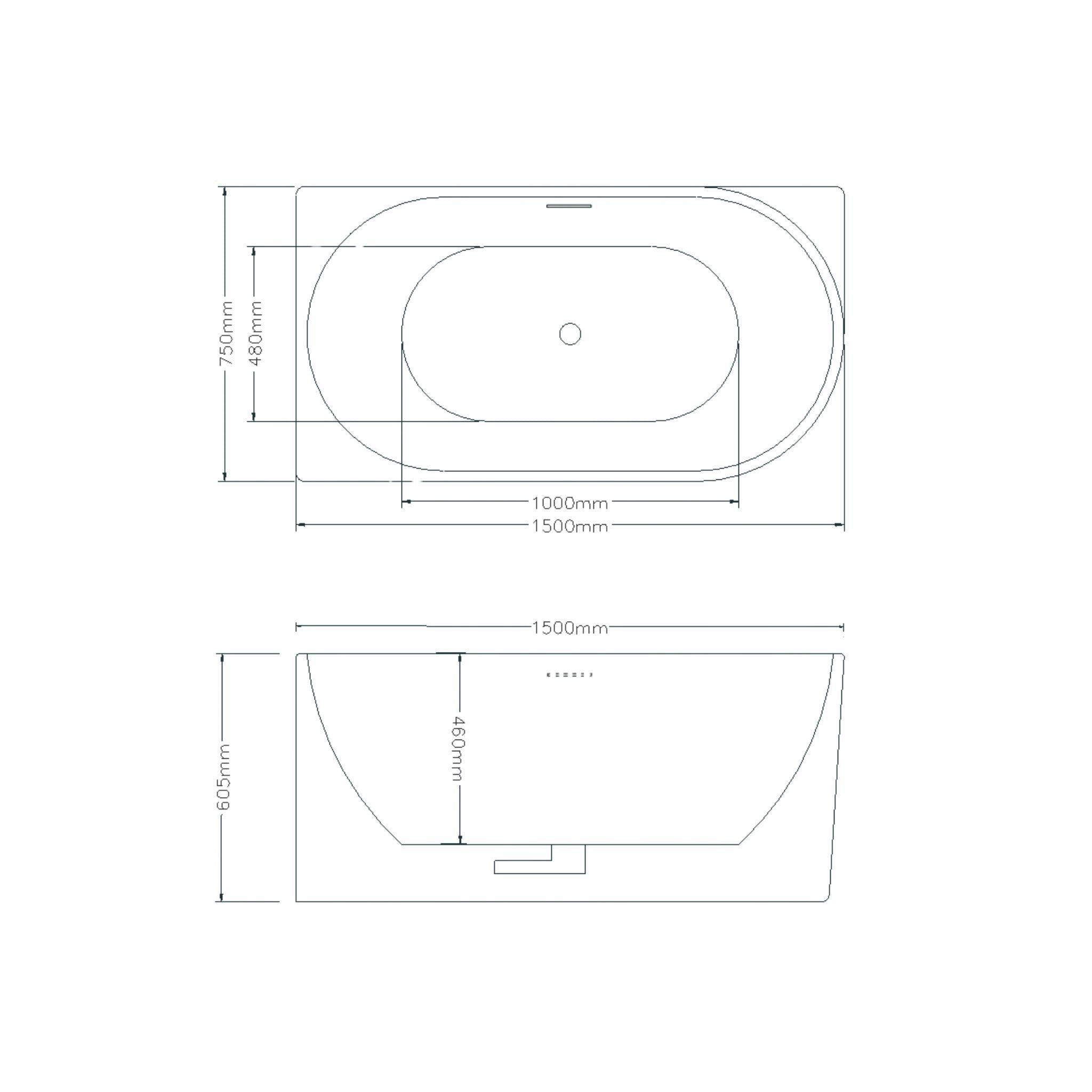 LUKKA BINGIE SKIRT LEFT CORNER BATHTUB OVERFLOW GLOSS WHITE (AVAILABLE IN 1400MM, 1500MM AND 1700MM)