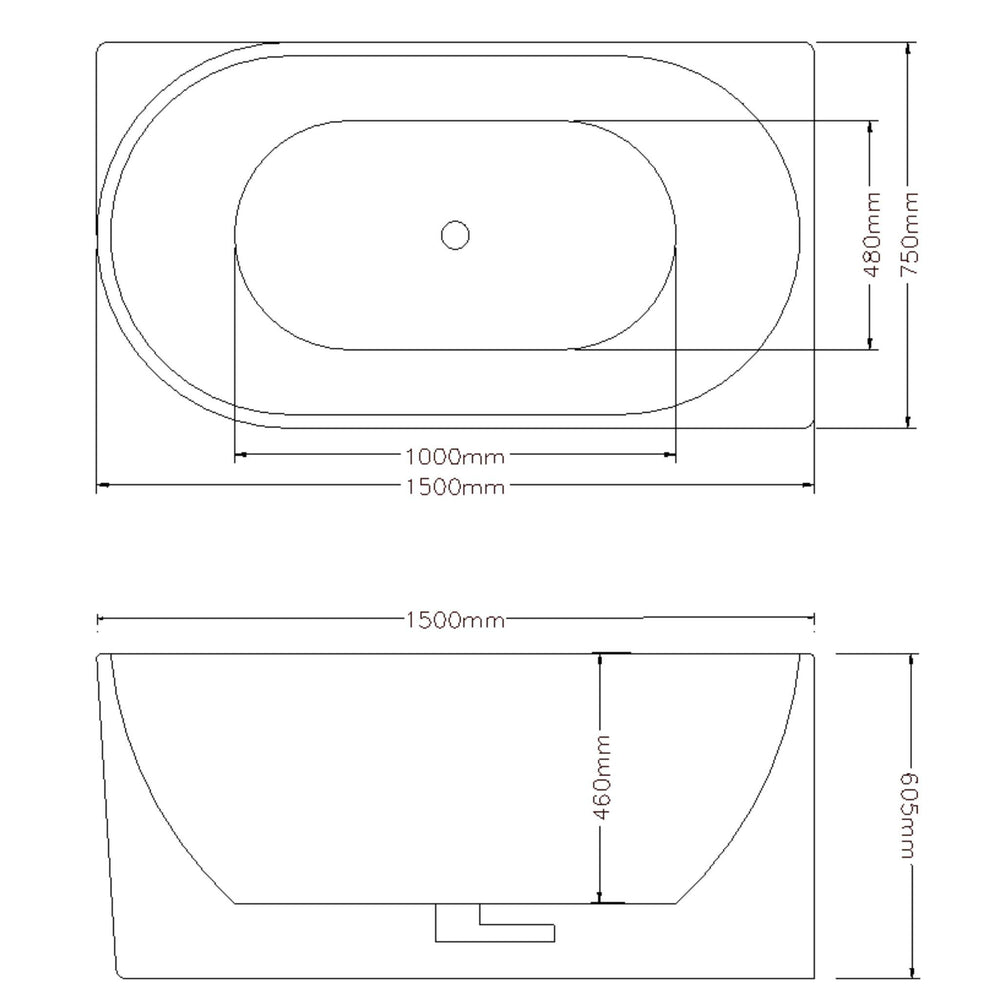 LUKKA BINGIE SKIRT RIGHT CORNER BATHTUB GLOSS WHITE (AVAILABLE IN 1400MM, 1500MM AND 1700MM)