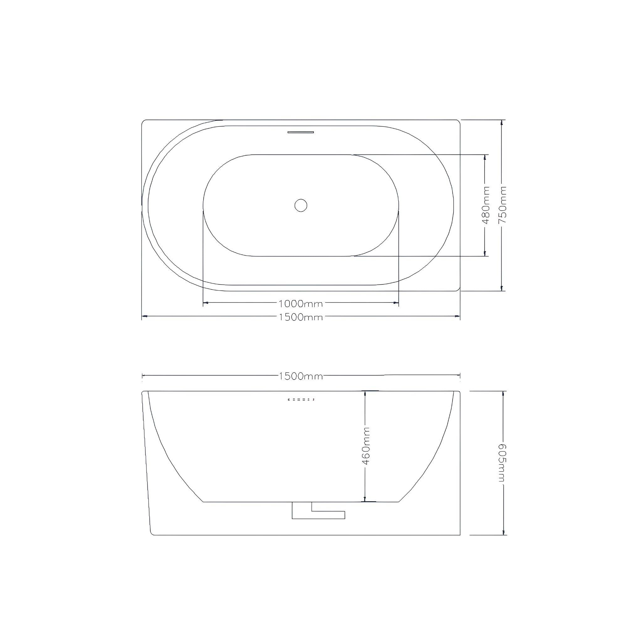 LUKKA BINGIE SKIRT RIGHT CORNER BATHTUB OVERFLOW MATTE WHITE (AVAILABLE IN 1400MM, 1500MM AND 1700MM)
