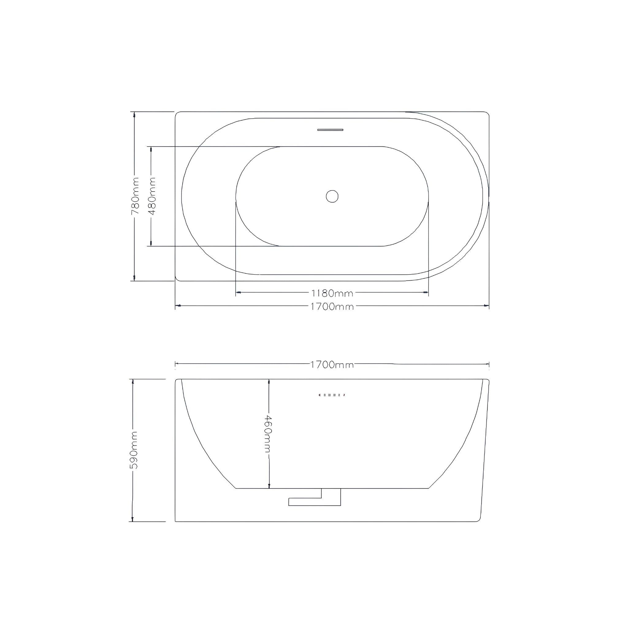 LUKKA BINGIE SKIRT LEFT CORNER BATHTUB OVERFLOW MATTE WHITE (AVAILABLE IN 1400MM, 1500MM AND 1700MM)