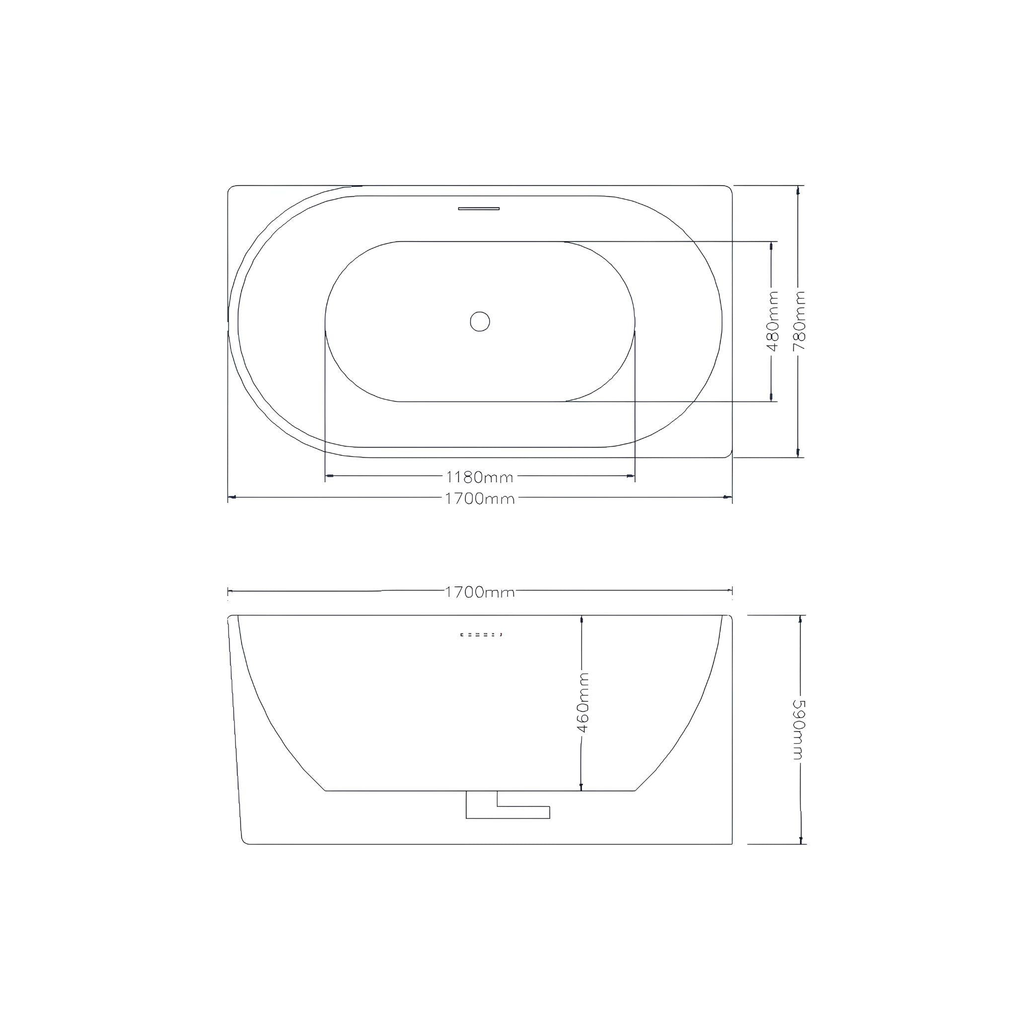 LUKKA BINGIE SKIRT RIGHT CORNER BATHTUB OVERFLOW MATTE WHITE (AVAILABLE IN 1400MM, 1500MM AND 1700MM)