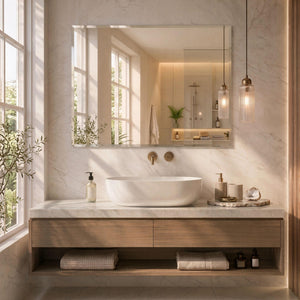 LUKKA RECTTA RECTANGULAR FRAMELESS BEVEL EDGE PLAIN MIRROR 1200X900MM