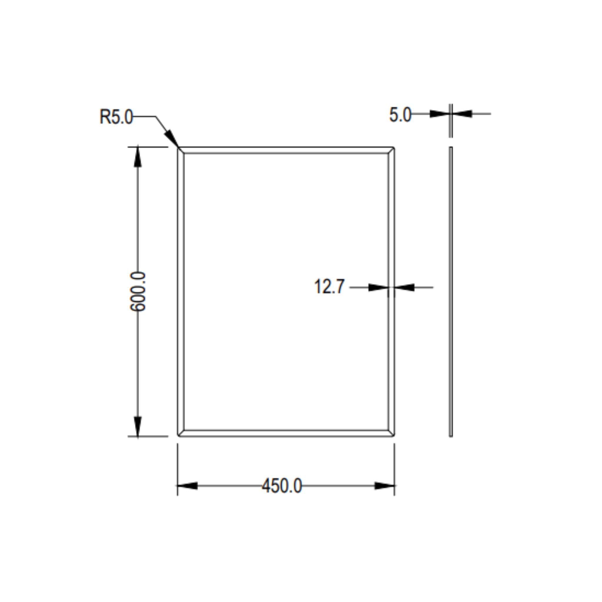 LUKKA RECTTA RECTANGULAR FRAMELESS BEVEL EDGE PLAIN MIRROR 450X600MM