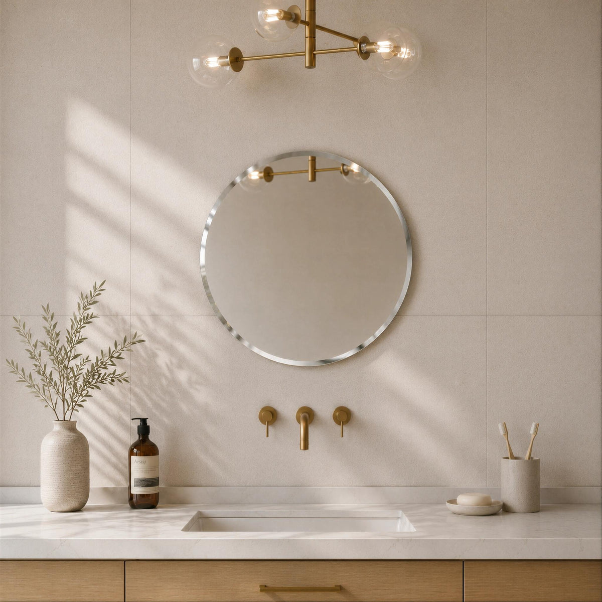 LUKKA ORBIS ROUND FRAMELESS BEVEL EDGE PLAIN MIRROR 600X600MM