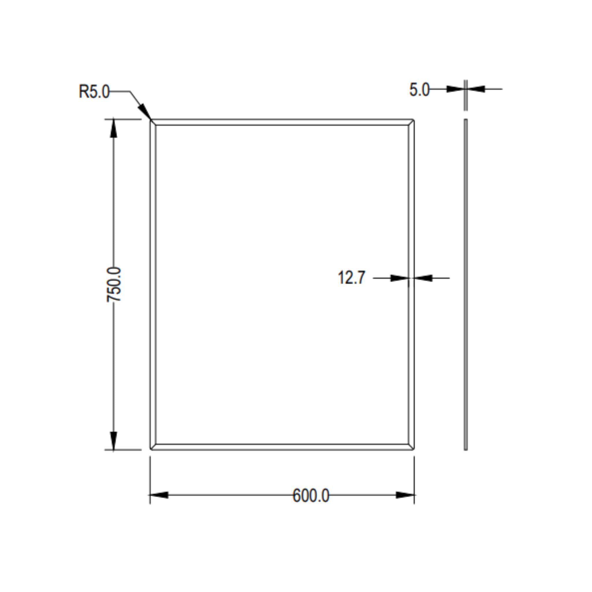 LUKKA RECTTA RECTANGULAR FRAMELESS BEVEL EDGE PLAIN MIRROR 600X750MM