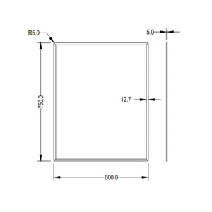 LUKKA RECTTA RECTANGULAR FRAMELESS BEVEL EDGE PLAIN MIRROR 600X750MM