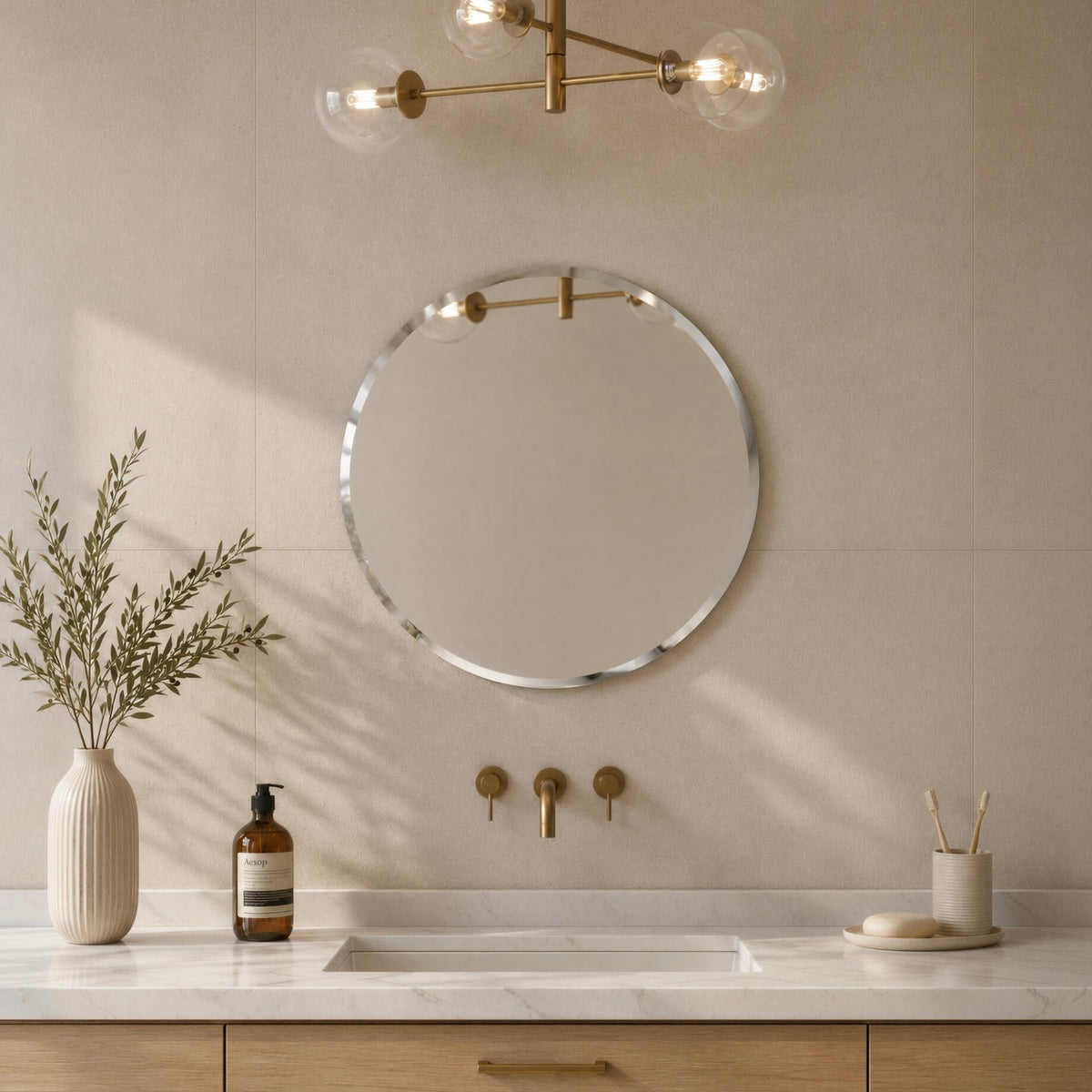 LUKKA ORBIS ROUND FRAMELESS BEVEL EDGE PLAIN MIRROR 700X700MM