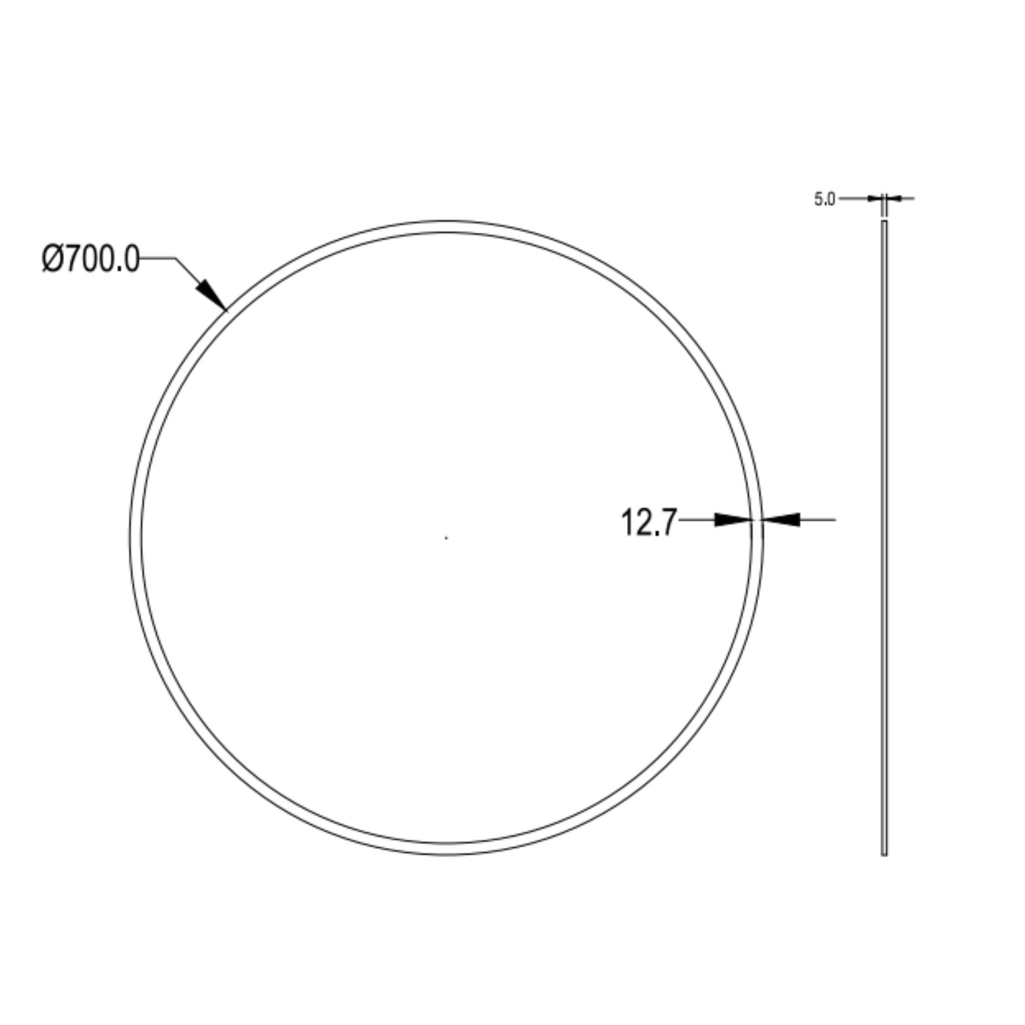LUKKA ORBIS ROUND FRAMELESS BEVEL EDGE PLAIN MIRROR 700X700MM