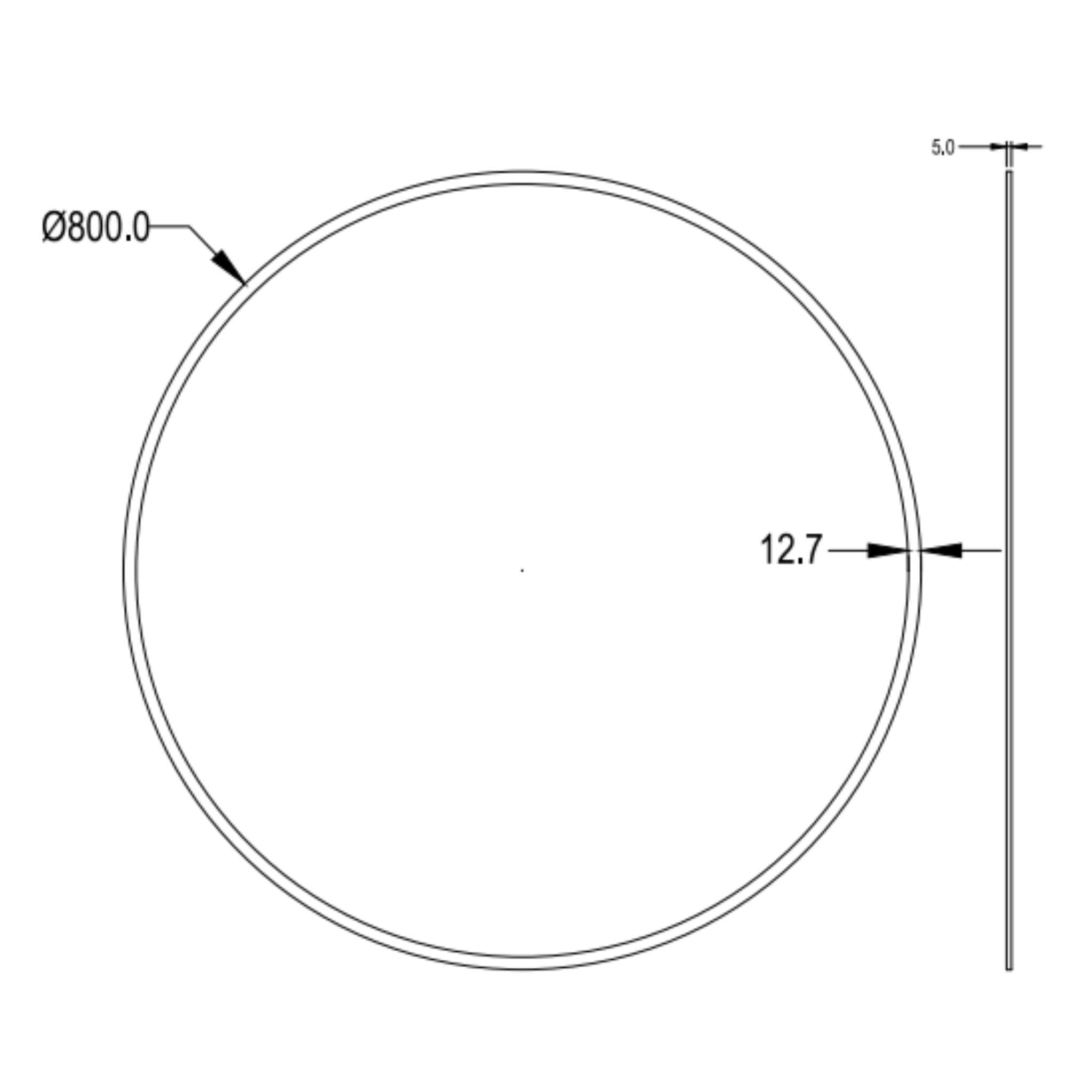 LUKKA ORBIS ROUND FRAMELESS BEVEL EDGE PLAIN MIRROR 800X800MM