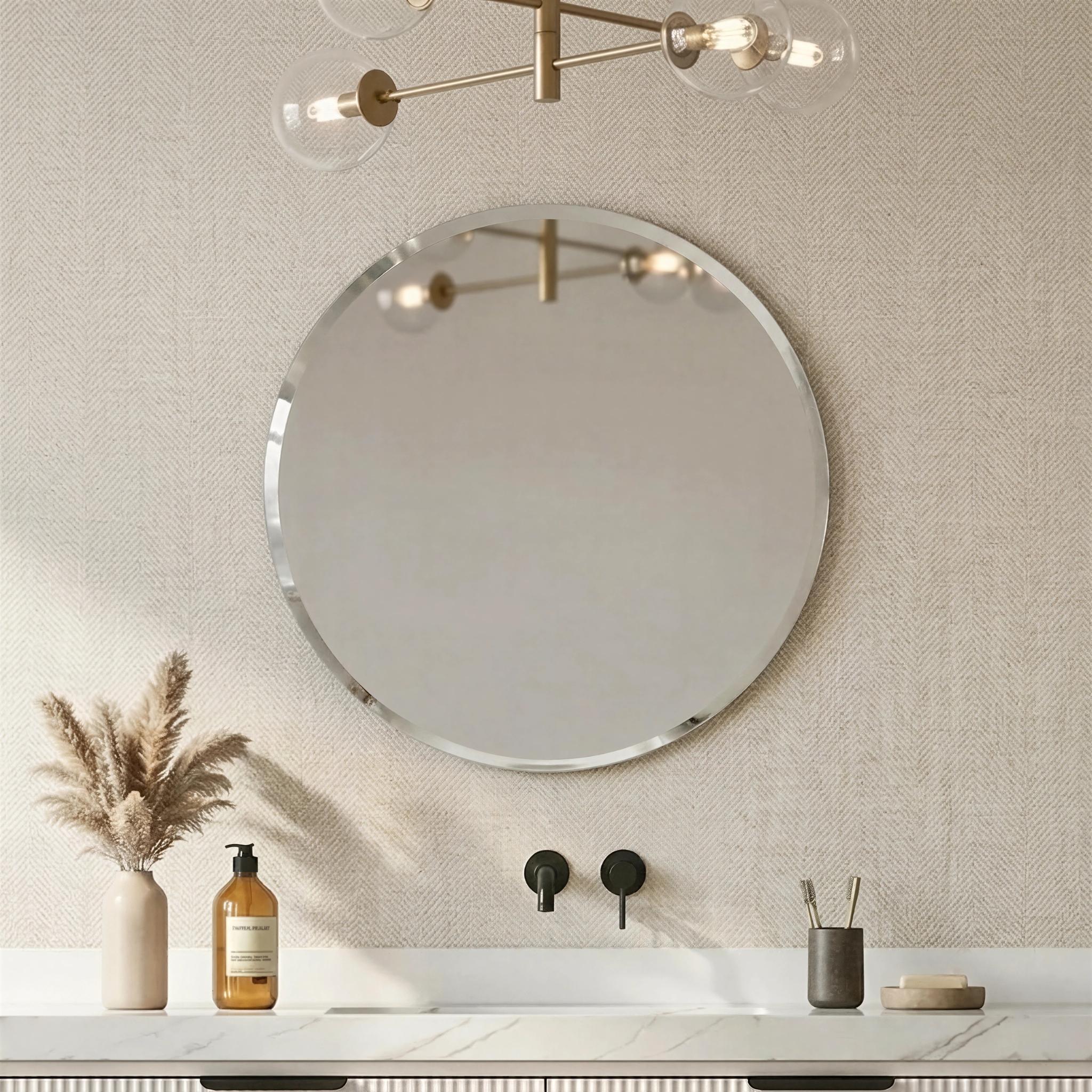 LUKKA ORBIS ROUND FRAMELESS BEVEL EDGE PLAIN MIRROR 800X800MM