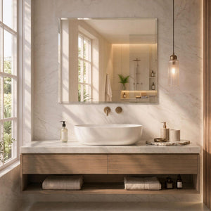 LUKKA RECTTA RECTANGULAR FRAMELESS BEVEL EDGE PLAIN MIRROR 900X750MM