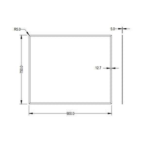 LUKKA RECTTA RECTANGULAR FRAMELESS BEVEL EDGE PLAIN MIRROR 900X750MM