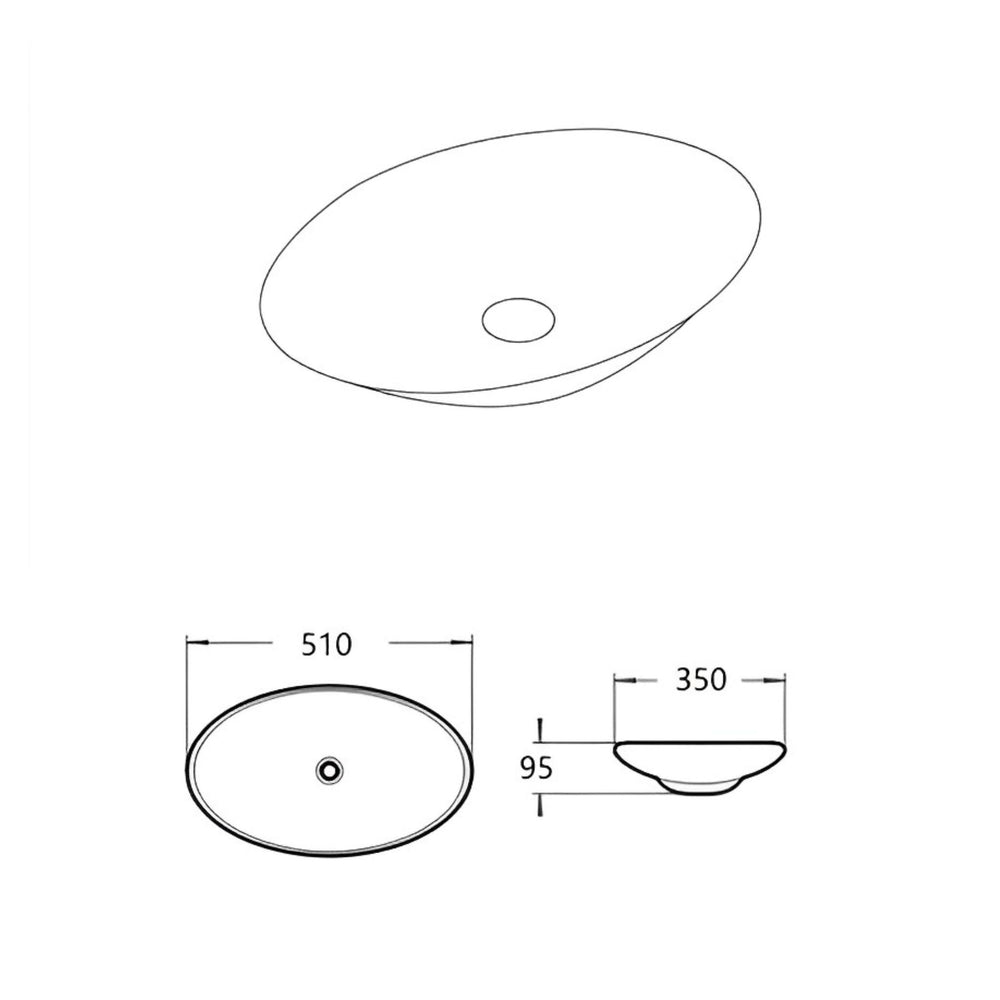 LUKKA CABRITA ABOVE COUNTER BASIN GLOSS WHITE 510MM
