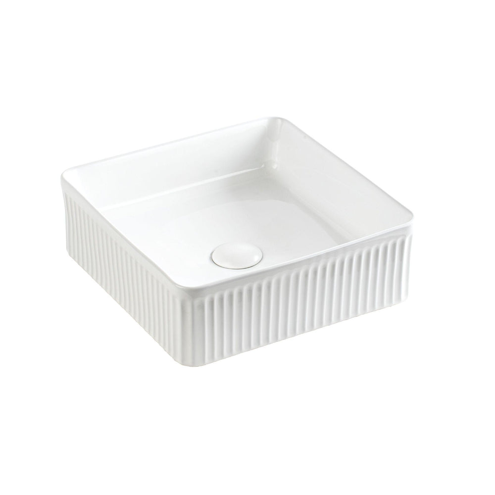 LUKKA CRETE FLUTED ABOVE COUNTER BASIN GLOSS WHITE 400MM