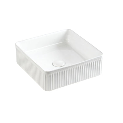 LUKKA CRETE FLUTED ABOVE COUNTER BASIN GLOSS WHITE 400MM