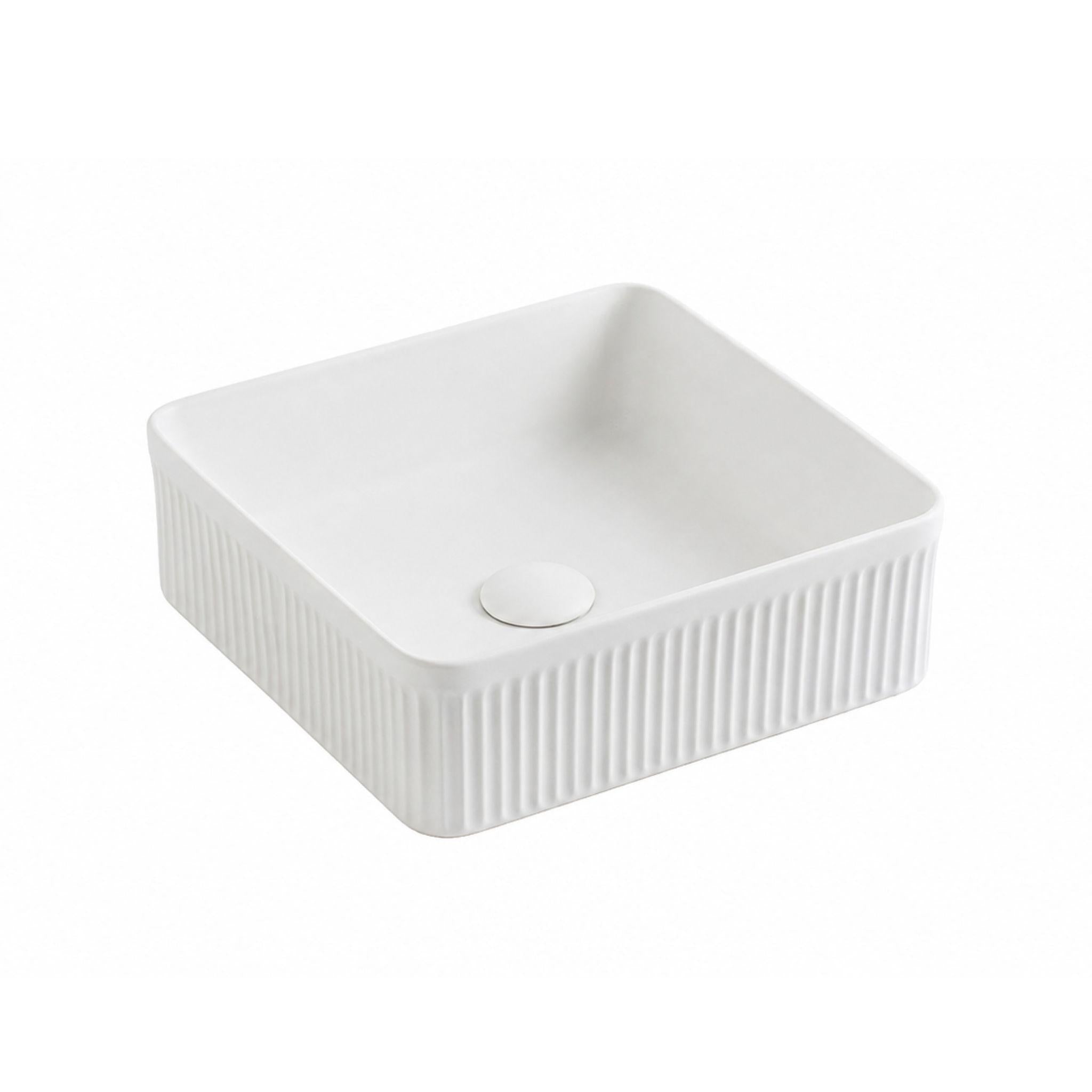 LUKKA CRETE FLUTED ABOVE COUNTER BASIN MATTE WHITE 400MM